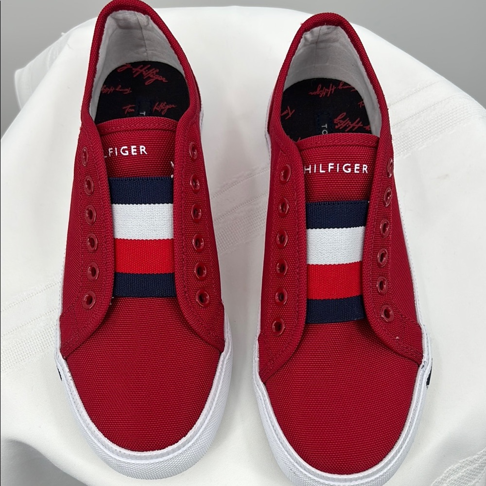 Tommy Hilfiger Women's Red Canvas Sneakers